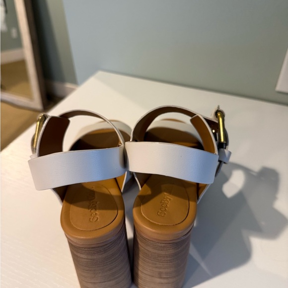 See By Chloe White and Tan Block Platform Sandals - Picture 3 of 6